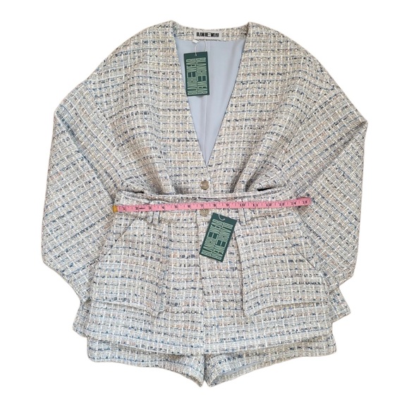 Bundle Blue Tweed Jacket and Mini Skort Skirt Fall Outfit Set Size 4 Medium - Picture 5 of 11